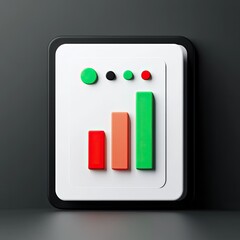 Poster - 3D graphic bar chart icon on dark background