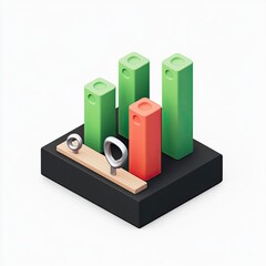 Poster - 3D Isometric Bar Graph, Growth, Success, Progress, Abstract Business Visualization