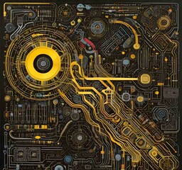Fototapete - Illustration of abstract technology background.