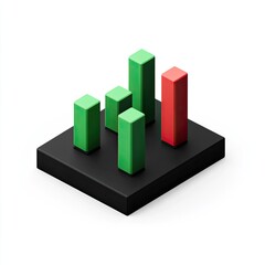 Poster - 3D Isometric Bar Graph Showing Growth and Decline