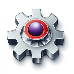 Poster - 3D Metallic Gear System with Purple Orb