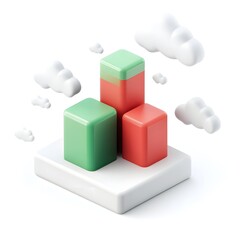Poster - 3D Rendered Growth Chart with Clouds