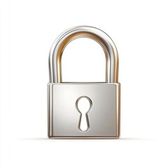 Aufkleber - 3D Silver Padlock Isolated on White