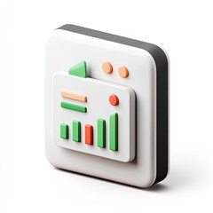 Poster - 3D Square Icon with Growing Bar Graph