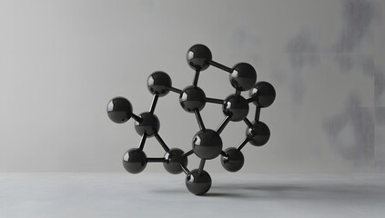 Poster - Abstract black molecular structure in minimalist studio
