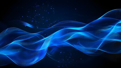 Poster - Abstract blue waves, dark background, digital graphic, futuristic design