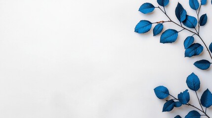 Canvas Print - blue leaves on a white background