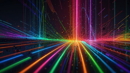 Poster - Abstract Colorful Light Streaks and Particle Flow Background for Digital Design