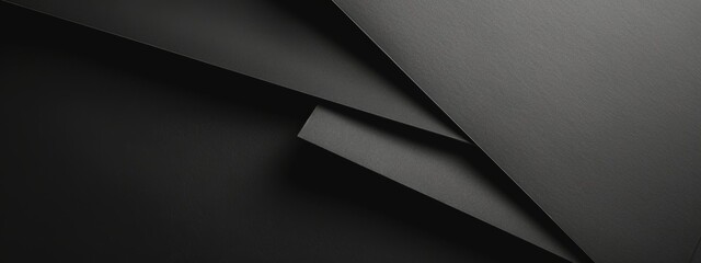Wall Mural - Abstract minimalist wallpaper with sharp geometric angles and figures on black background. Featuring white space in the center for text, ideal for design templates and modern banners.