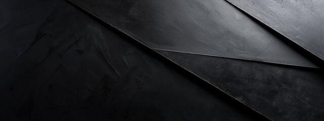 Wall Mural - Abstract minimalist wallpaper with sharp geometric angles and figures on black background. Featuring white space in the center for text, ideal for design templates and modern banners.