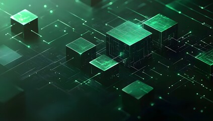 Poster - Abstract digital cubes network, technology background