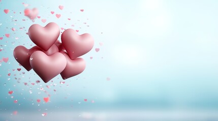 Canvas Print - A bunch of pink hearts floating in the air