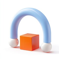 Poster - Abstract archway cube design on white background