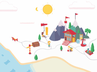  Colorful Adventure Destination Icons on Map