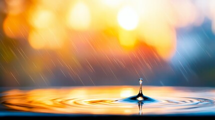 Canvas Print - A drop of water falling into a pool of water