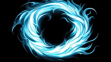 Poster - Abstract Blue Flame Ring Design Art