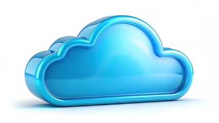 Poster - Blue Cloud Icon on White Background