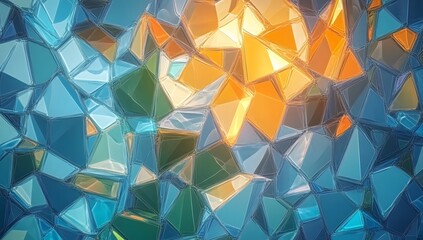 Aufkleber - Abstract geometric mosaic, vibrant colors, polygonal pattern, digital art