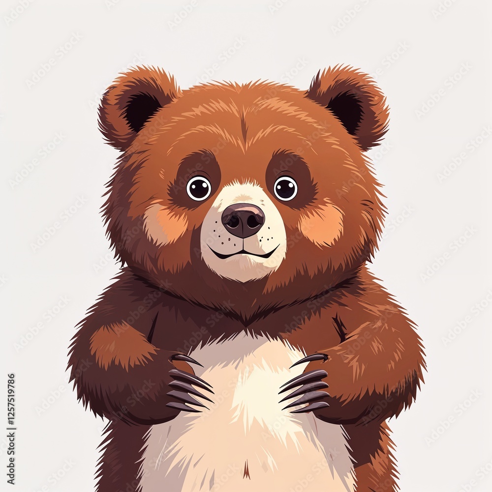 Cute brown bear cartoon illustration on plain white background Stock ...