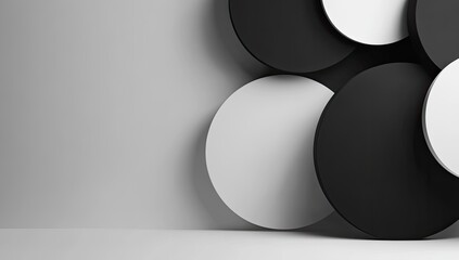 Aufkleber - Abstract circles, overlapping, minimalist design, light gray background