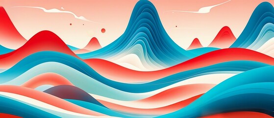 Poster - Colorful abstract wave design with smooth curves and vibrant patterns