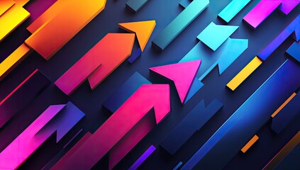 Aufkleber - Abstract colorful arrows pointing up, dynamic composition,  background of geometric shapes