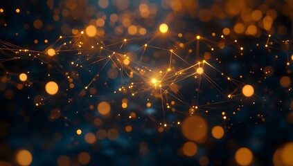 Poster - Abstract network of glowing particles in dark background