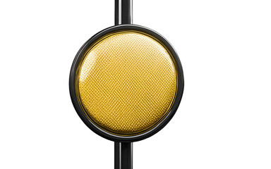 Poster - A yellow pedestrian crossing button mounted on a pole, isolated on a empty plain background