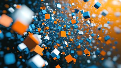 Aufkleber - Abstract cubes in motion, vibrant colors, digital art, dynamic background