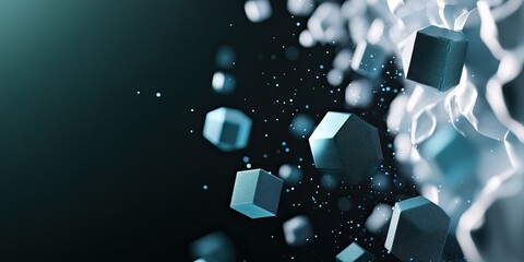 Poster - Abstract cubes in motion against dark background