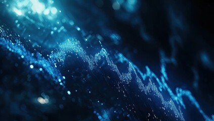 Aufkleber - Abstract data waves, dark background, glowing particles, futuristic design