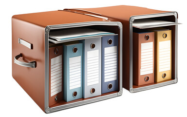 Poster - A file box with hanging folders neatly arranged inside, isolated on a empty plain background