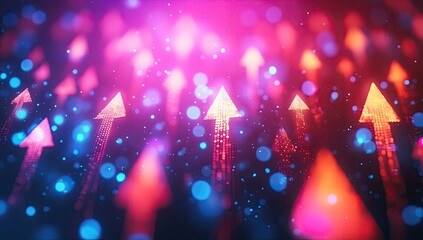 Aufkleber - Abstract digital arrows upward growth concept