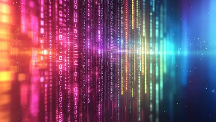 Poster - Abstract digital code stream, vibrant colors, futuristic background, conceptual technology