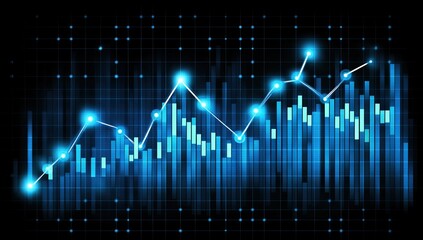 Poster - Abstract digital graph rising, data analysis background