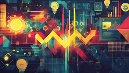 Poster - Abstract digital graphic of business growth