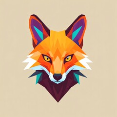 Wall Mural - Geometric Fox Portrait: A Vibrant Low Poly Animal Illustration