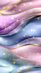 Poster - Waves of soft pastel colors flow gracefully with shimmering highlights, creating a serene and elegant atmosphere for relaxation