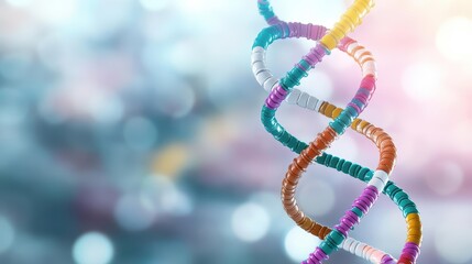 Aufkleber - Colorful dna strand with intertwined double helix structure on a white background for scientific illustration