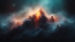 © yogiandrias - Fiery Mountain Peak Enveloped in Cosmic Clouds