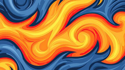 Poster - Abstract swirling flames and water design