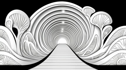 Poster - Abstract White Tunnel Pathway With Organic Forms
