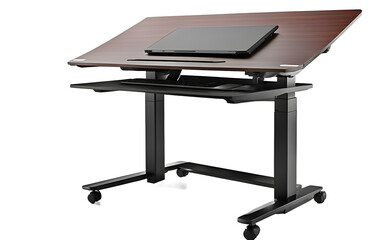 Poster - A modern standing desk with adjustable height, isolated on a empty plain background