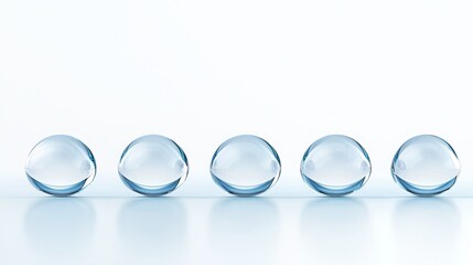 Poster - A row of clear glass spheres sitting on top of a table