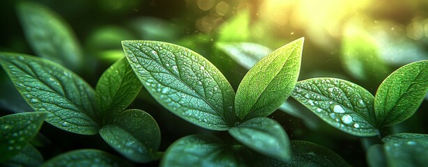 Poster - Spring-themed abstract banner adorned with green blurred bokeh lights