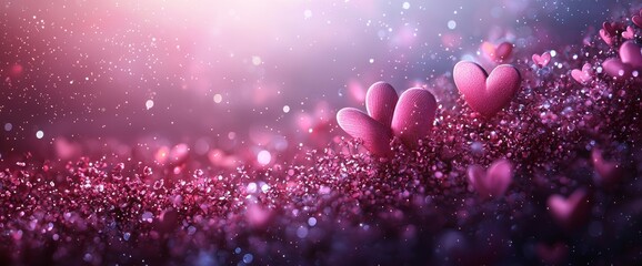 Poster - Abstract purple and lilac background with hearts - concept for Mother's Day, Valentine's Day, Birthday, Christmas