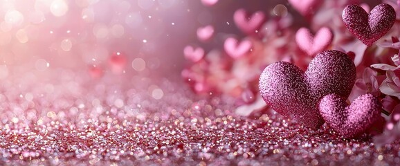 Poster - Design with an abstract purple and lilac background incorporating hearts, perfect for themes of Mother's Day, Valentine's Day, Birthday, and Christmas