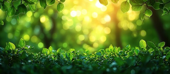 Poster - Abstract green background banner with a spring theme