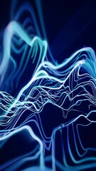 Aufkleber - A high-tech interface showcasing pulsing, neon data waves in constant motion, each surge hinting at underlying analytical metrics in a futuristic digital environment.