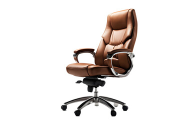Poster - A stylish office chair with lumbar support and armrests, isolated on a empty plain background